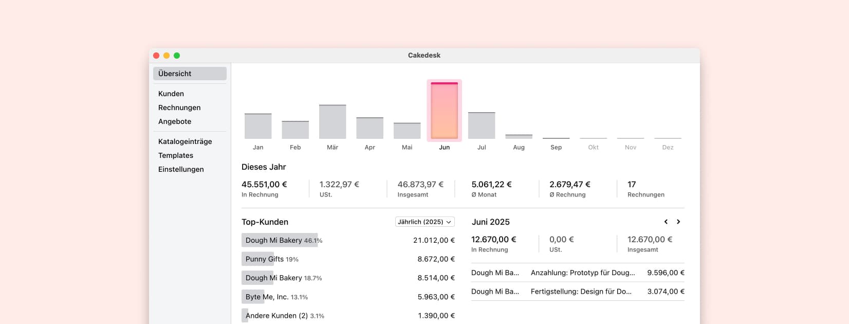 Screenshot einer modernen Rechnungssoftware ohne Abozwang