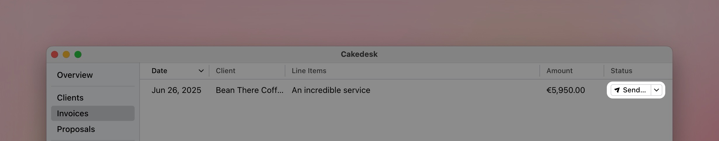Button to send invoice via email